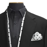 WHITE WITH BLACK POLKA DOT SILK SCARF & POCKET SQAURE SET